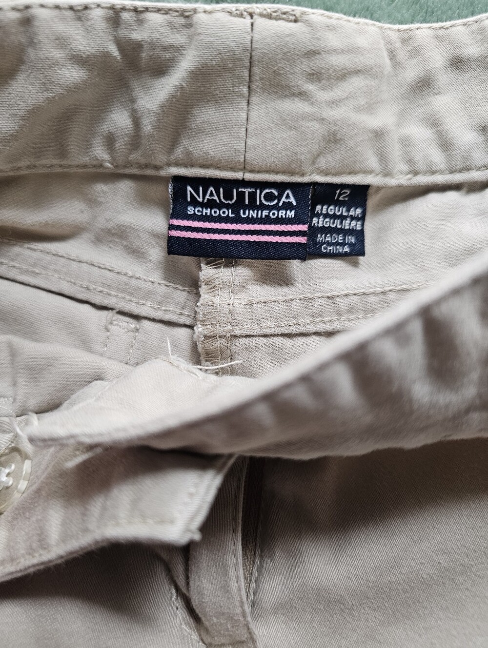Nautica Girls' Khaki School Uniform Chino Shorts - Tan Size 12 Back Pockets
